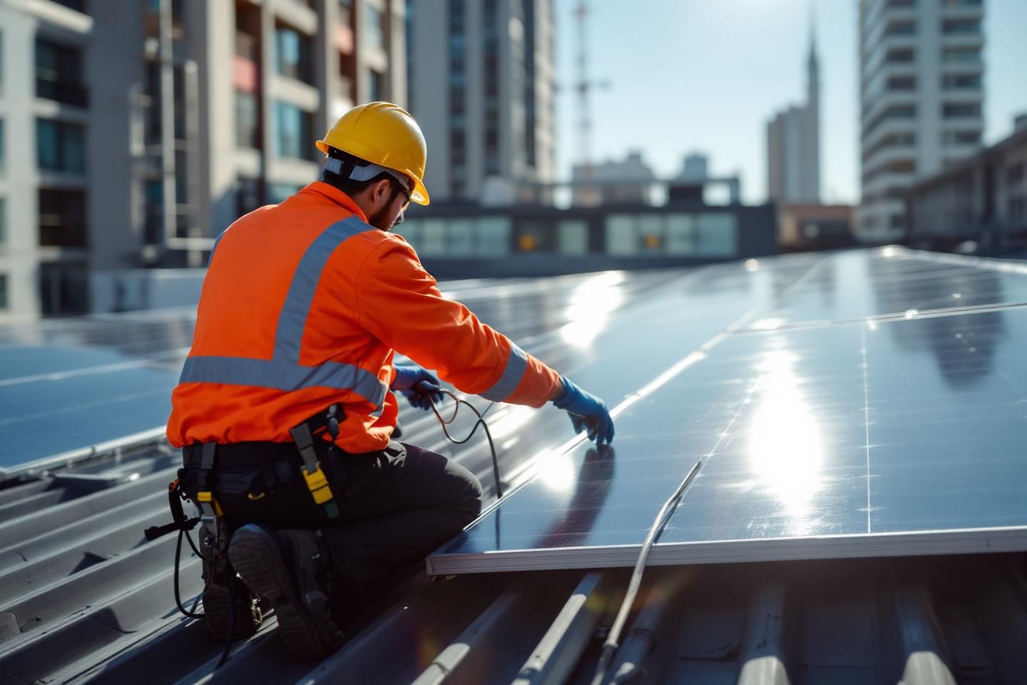 En quoi la mesure de la fréquence électrique garantit-elle la stabilité du réseau dans une installation de panneaux solaires pour une entreprise ?